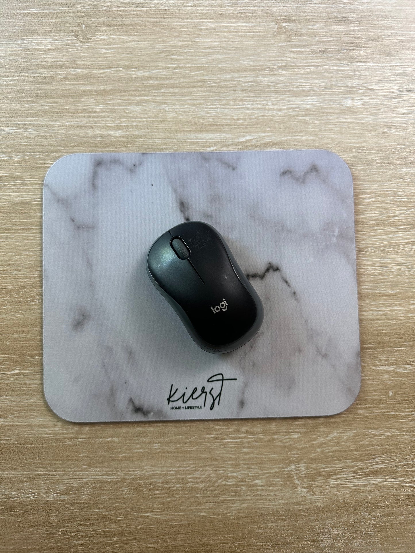 Lived-In Grey + White Marble Mouse Pad