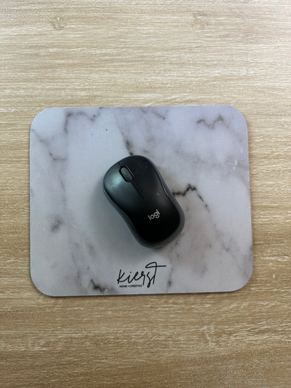 Lived-In Grey + White Marble Mouse Pad