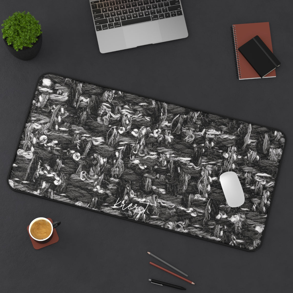 Grey Tweed Print Desk Mat
