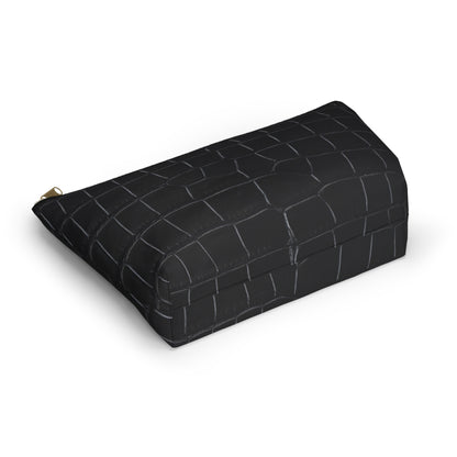 Black Crocodile Accessory Pouch w T-bottom