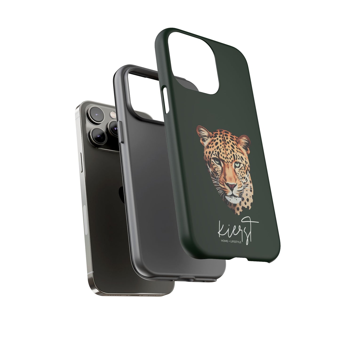 Leopard Head on Signature Midnight Pine iPhone Case | Designed to Stand Out