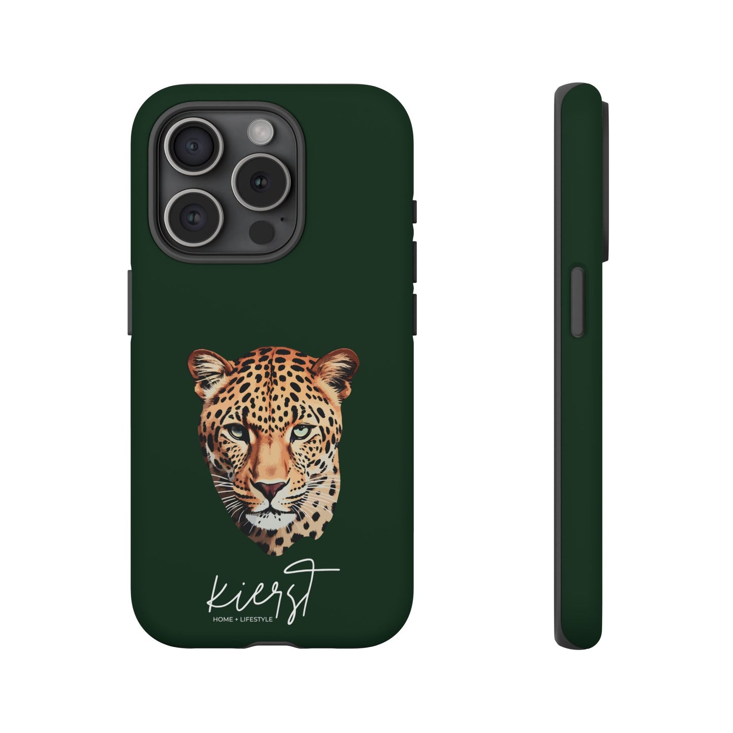 Leopard Head on Signature Midnight Pine iPhone Case | Designed to Stand Out