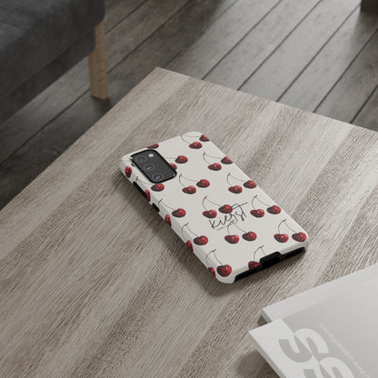 Moody Cherry Stems on White Bone Samsung Galaxy Case | Understated Luxury With A Playful Bite
