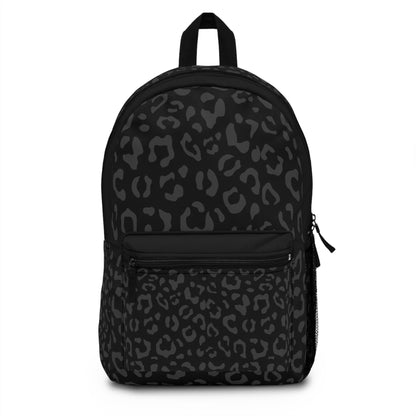 Grey on Black Leopard Backpack