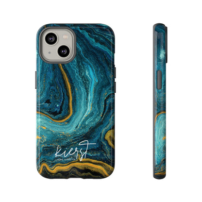 Teal & Gold Marble iPhone Case