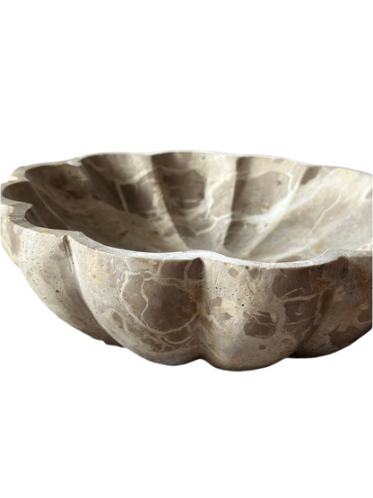 Tan Marble Scalloped Dish