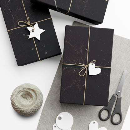 Black Marble Gift Wrapping Paper – Black and White Stone-Inspired Print
