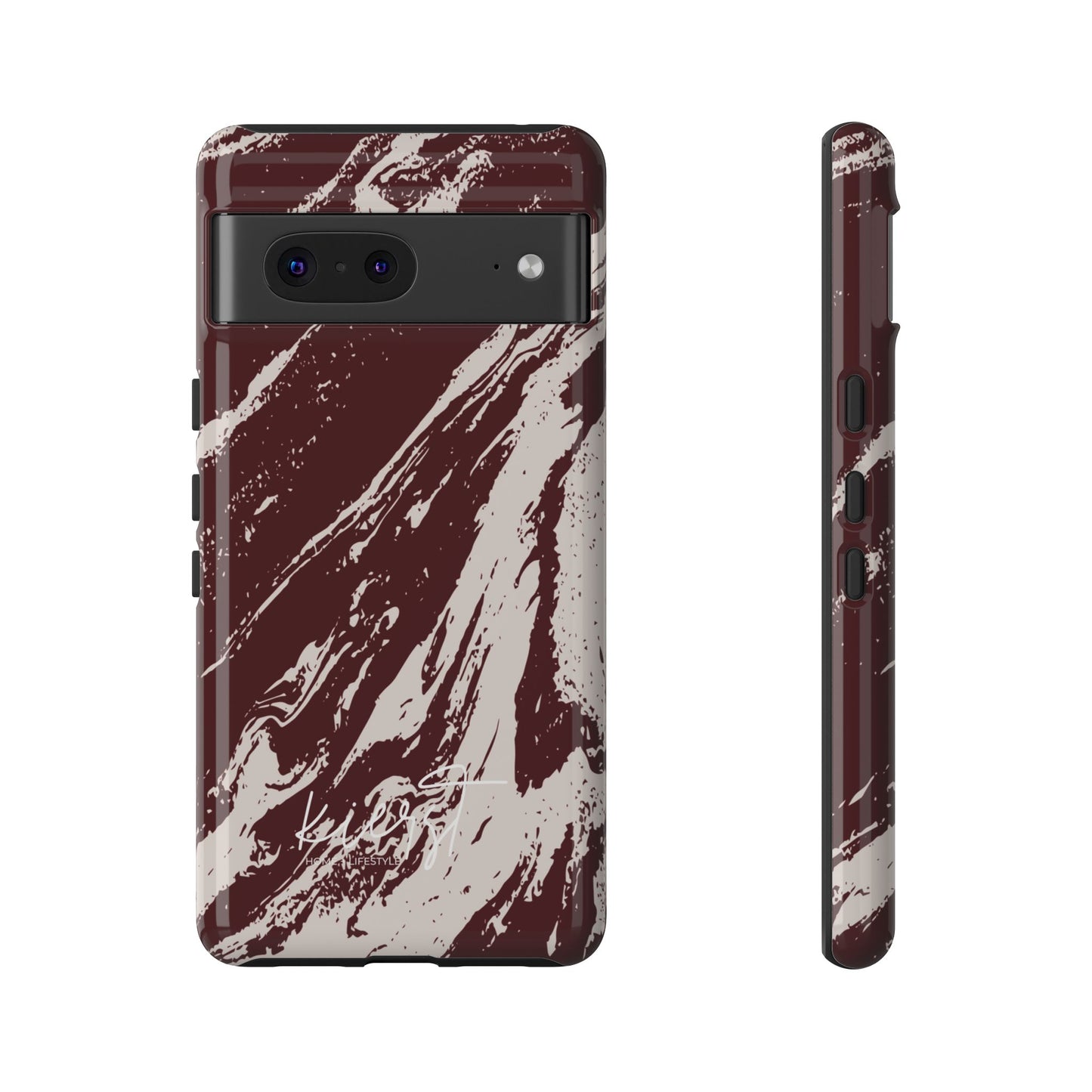 Cream Marble on Signature Velvet Noir Google Pixel Phone Case