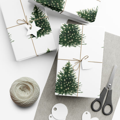 Watercolor Christmas Tree Gift Wrapping Paper