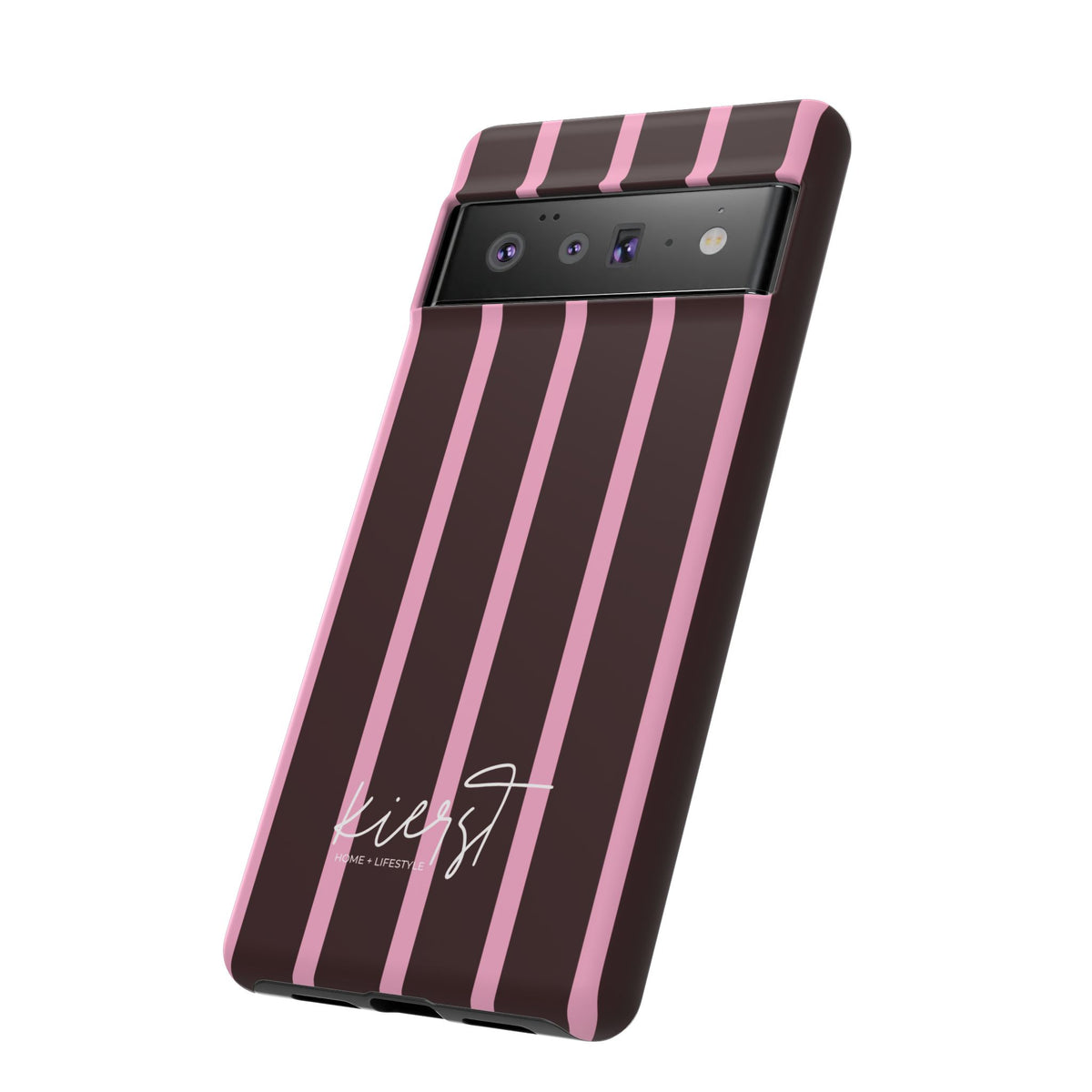 Signature Velvet Noir + Pink Stripes Google Pixel Phone Case