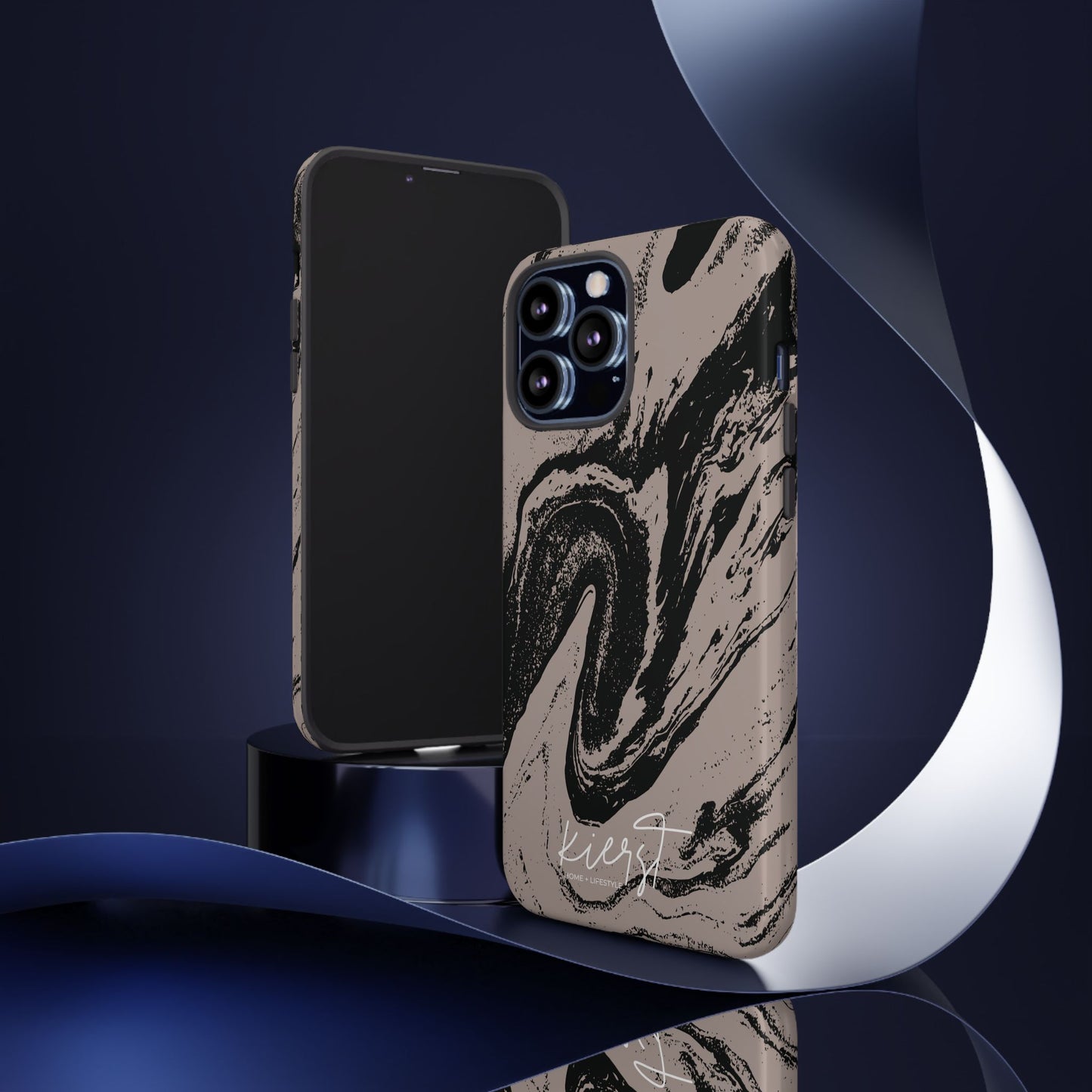 Taupe and Black Marble iPhone Case