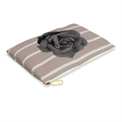 Cream and Brown with Black Rose Accessory Pouch