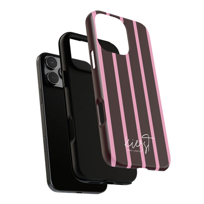 Signature Velvet Noir + Pink Stripes iPhone Case
