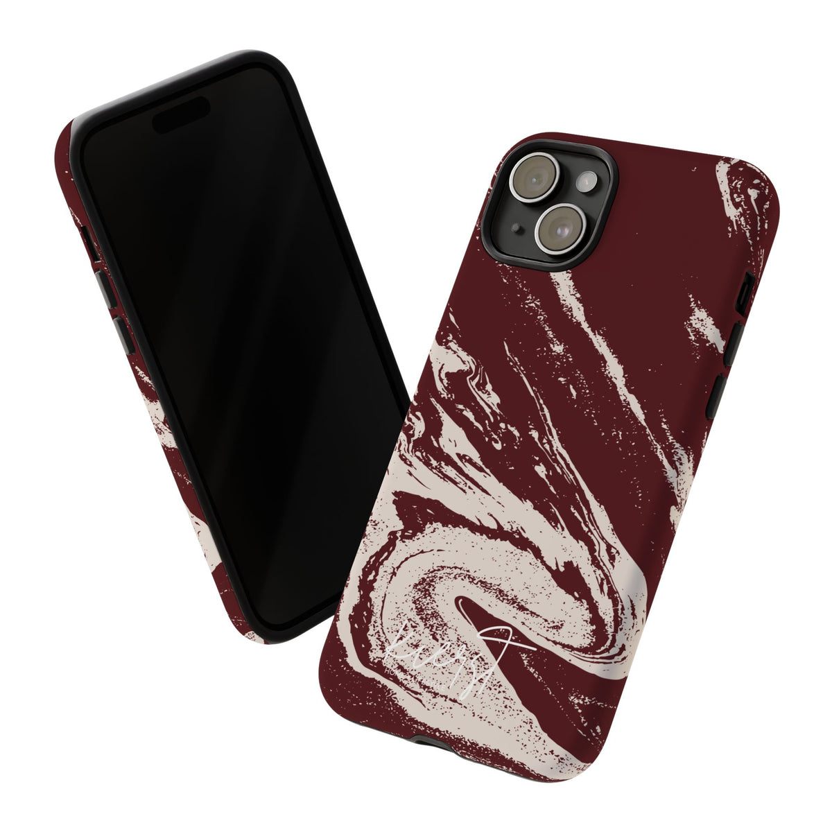 Cream Marble on Signature Velvet Noir iPhone Case