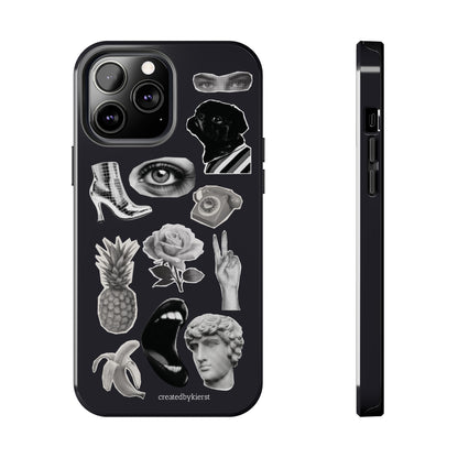 Black & White Vintage Sticker Design iPhone Case