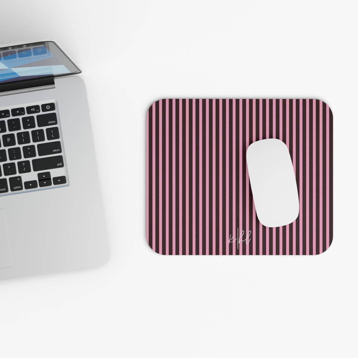 Signature Velvet Noir + Pink Stripe Mouse Pad