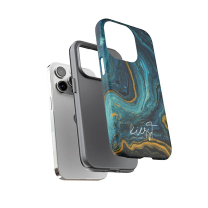 Gold & Teal Marble iPhone Case | Swirled Boldness, Everyday Luxury