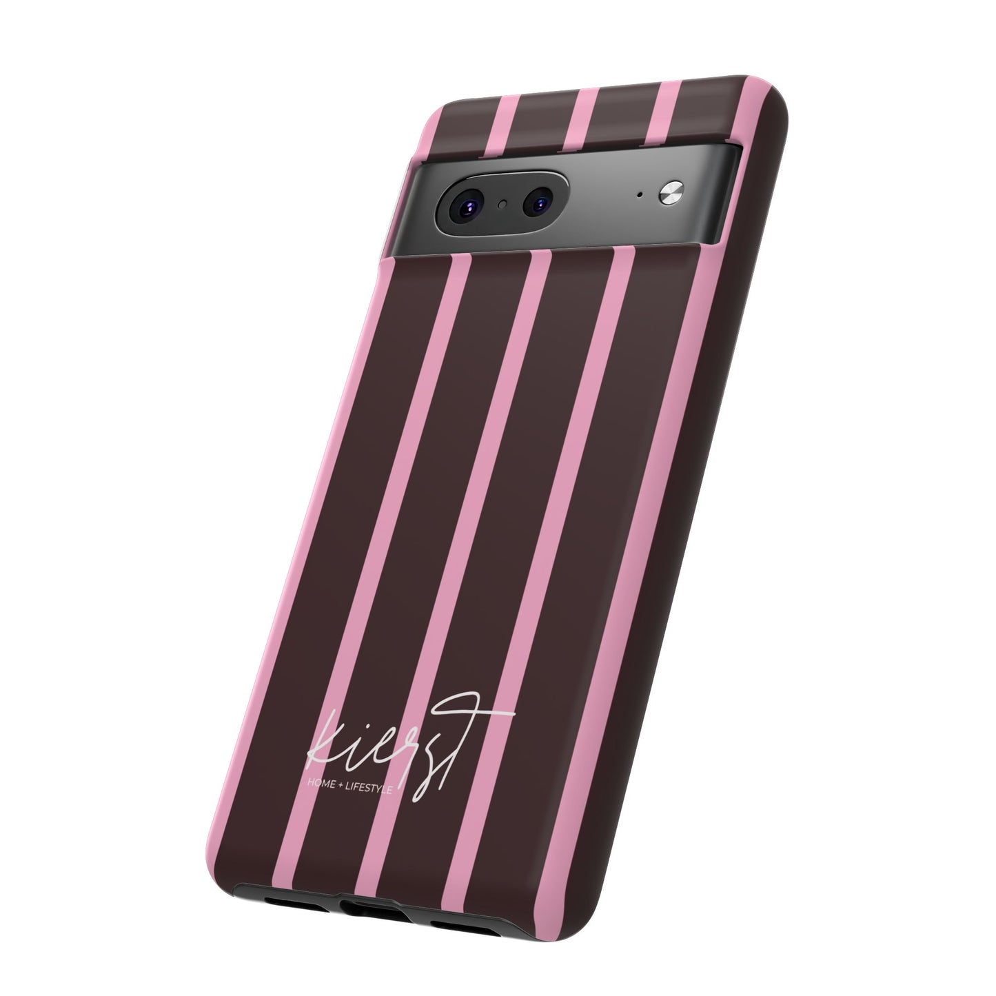 Signature Velvet Noir + Pink Stripes Google Pixel Phone Case