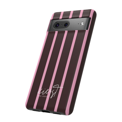 Signature Velvet Noir + Pink Stripes Google Pixel Phone Case