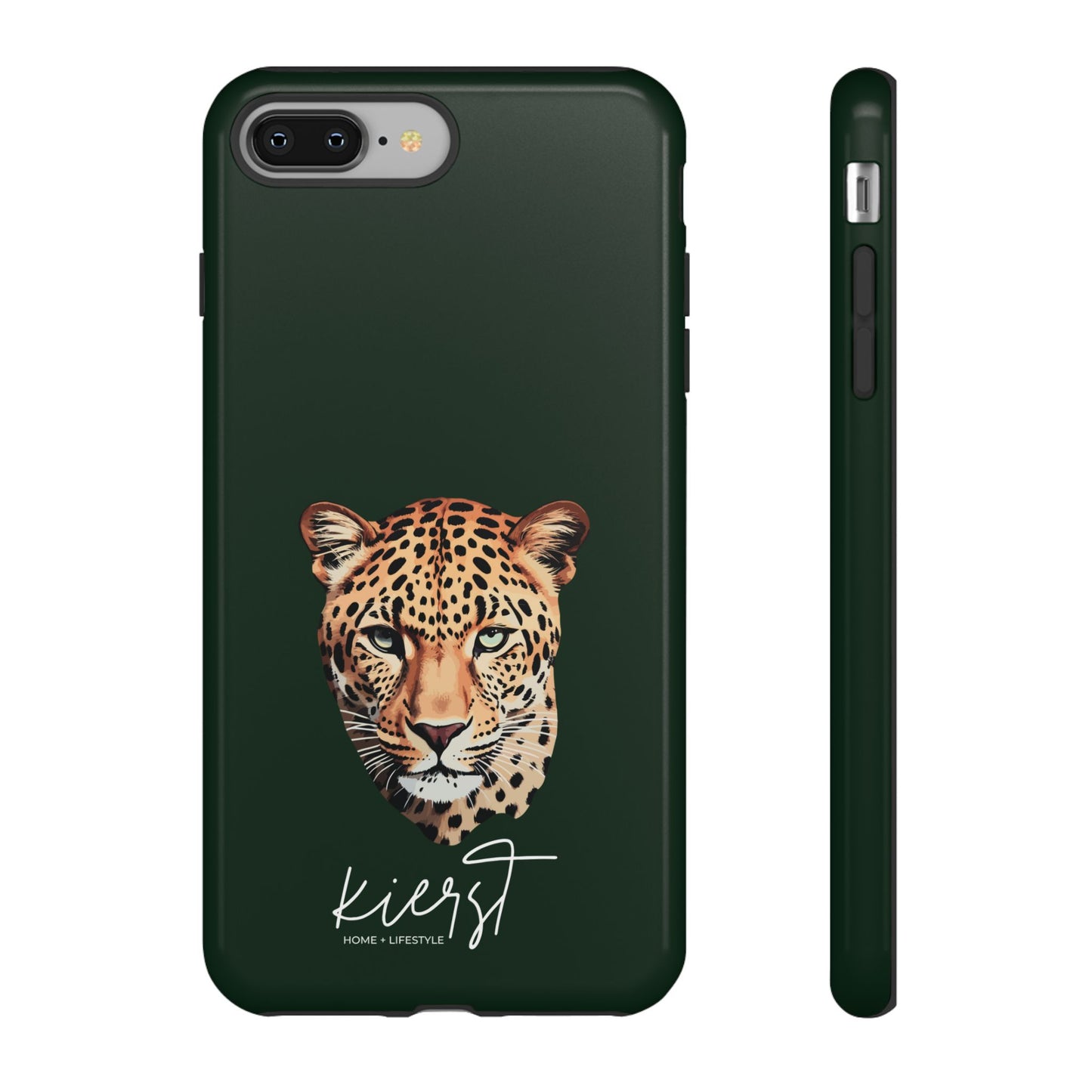 Leopard Head on Signature Midnight Pine iPhone Case | Designed to Stand Out