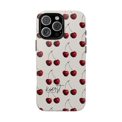 Moody Cherry Stems on White Bone iPhone Case