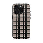 Tan, Black, and Black Glitter Plaid iPhone Case