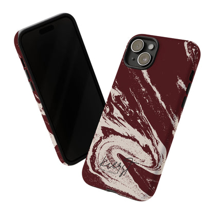 Cream Marble on Signature Velvet Noir iPhone Case