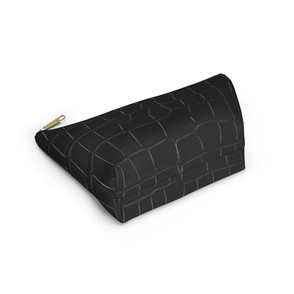 Black Crocodile Accessory Pouch w T-bottom