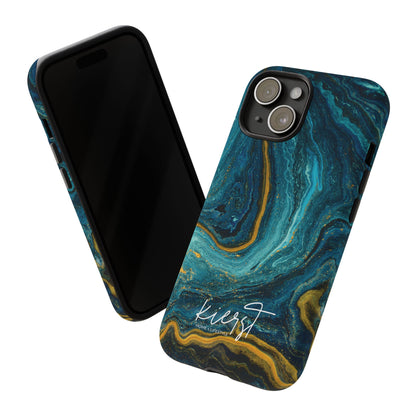 Teal & Gold Marble iPhone Case