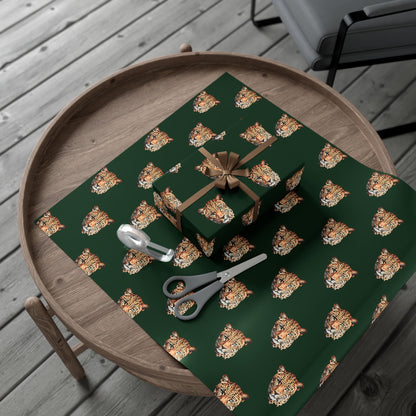 Leopard Head on Signature Midnight Pine Wrapping Paper