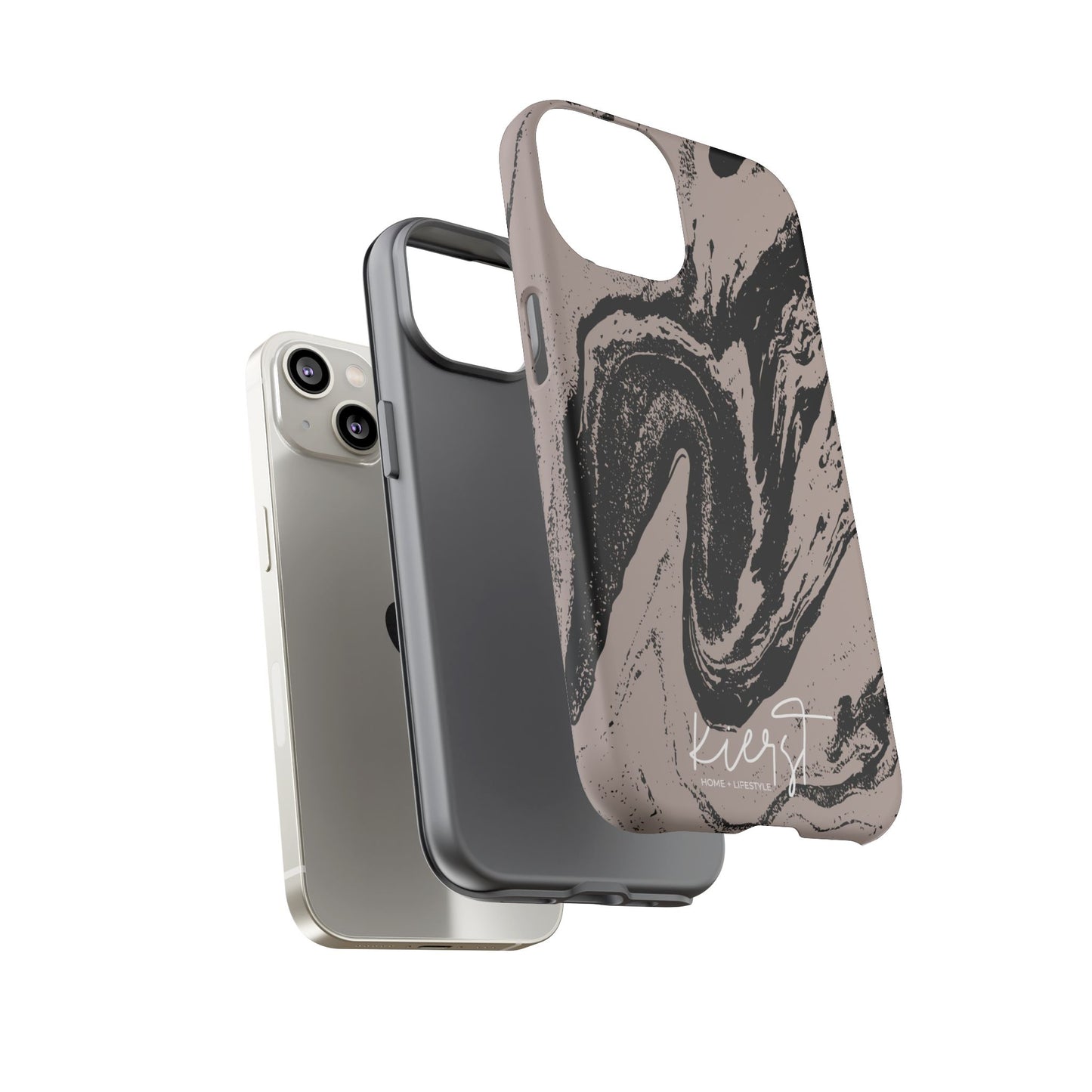 Taupe and Black Marble iPhone Case