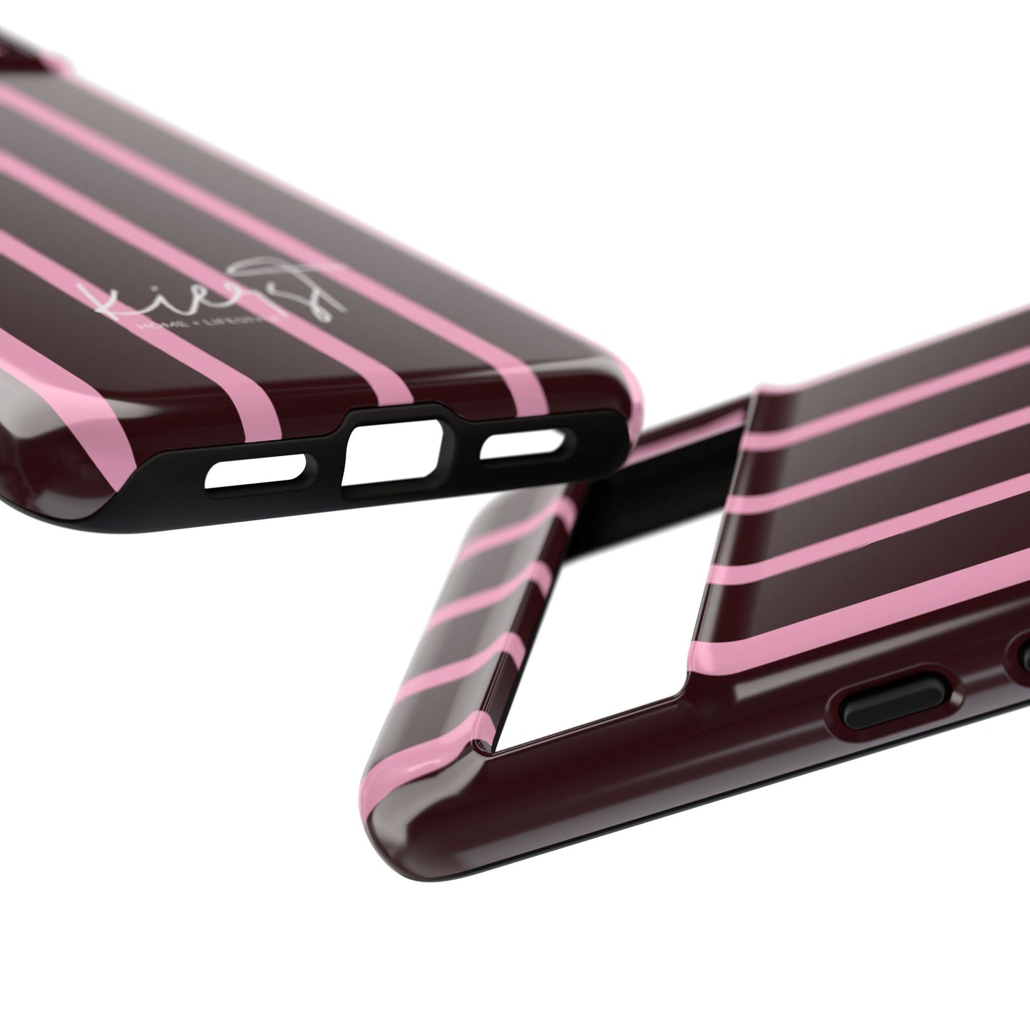Signature Velvet Noir + Pink Stripes Google Pixel Phone Case