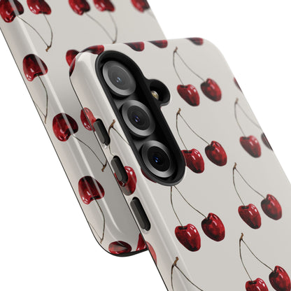 Moody Cherry Stems on White Bone Samsung Galaxy Phone Case