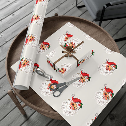 Nostalgic Santa on Bone Gift Wrapping Paper