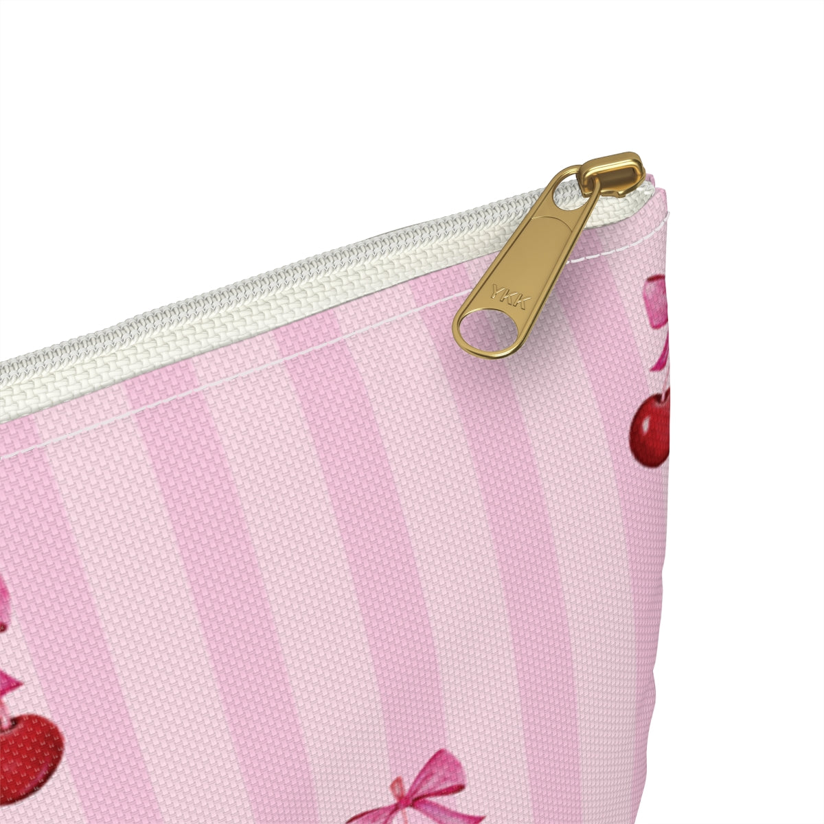 Cherries on Pink Stripes Accessory Pouch