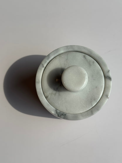 Marble Spice Cellar with Lid | Luxe Kitchen Storage in White and Grey or Black Marble