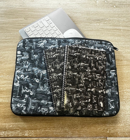 Grey Tweed Print Laptop Sleeve