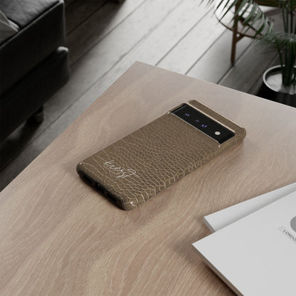 Tan Alligator Print Google Pixel Case | Warm Neutrals, Refined Style