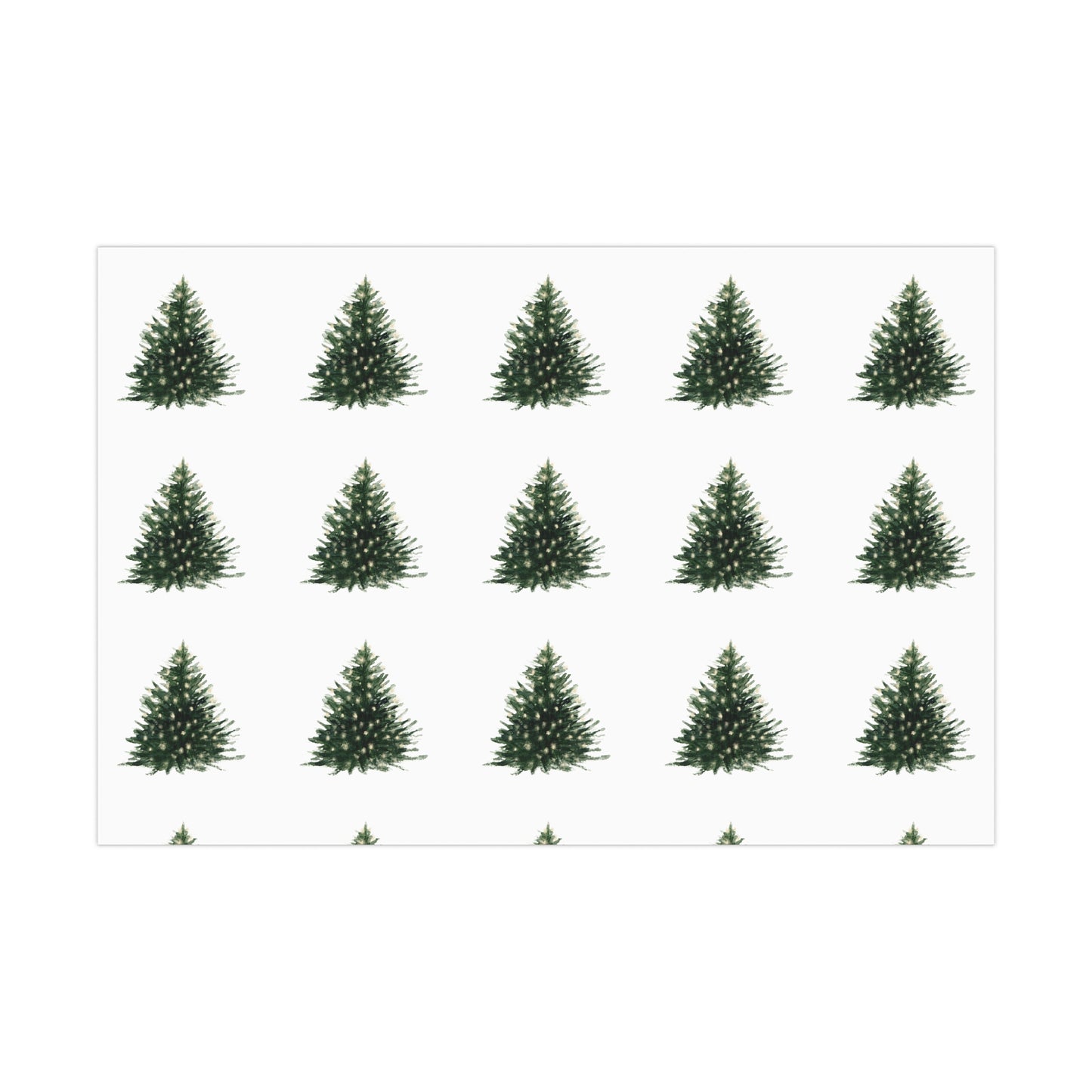 Watercolor Christmas Tree Gift Wrapping Paper