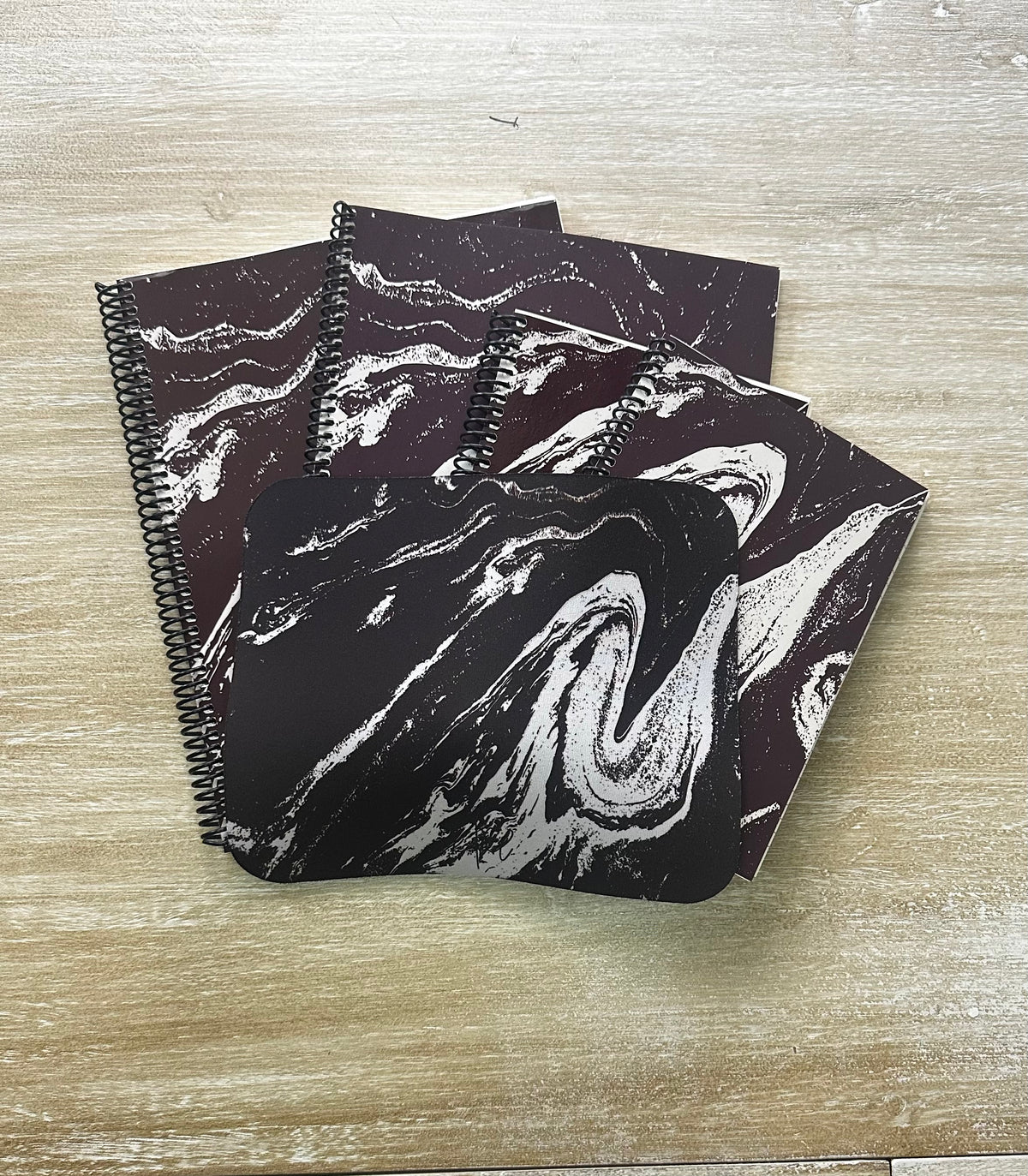 Cream Marble on Signature Velvet Noir Notebook