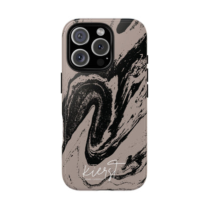 Taupe and Black Marble iPhone Case