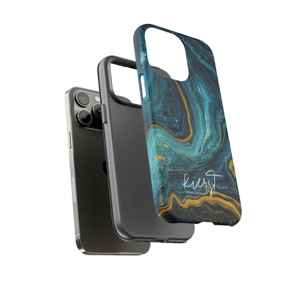 Teal & Gold Marble iPhone Case
