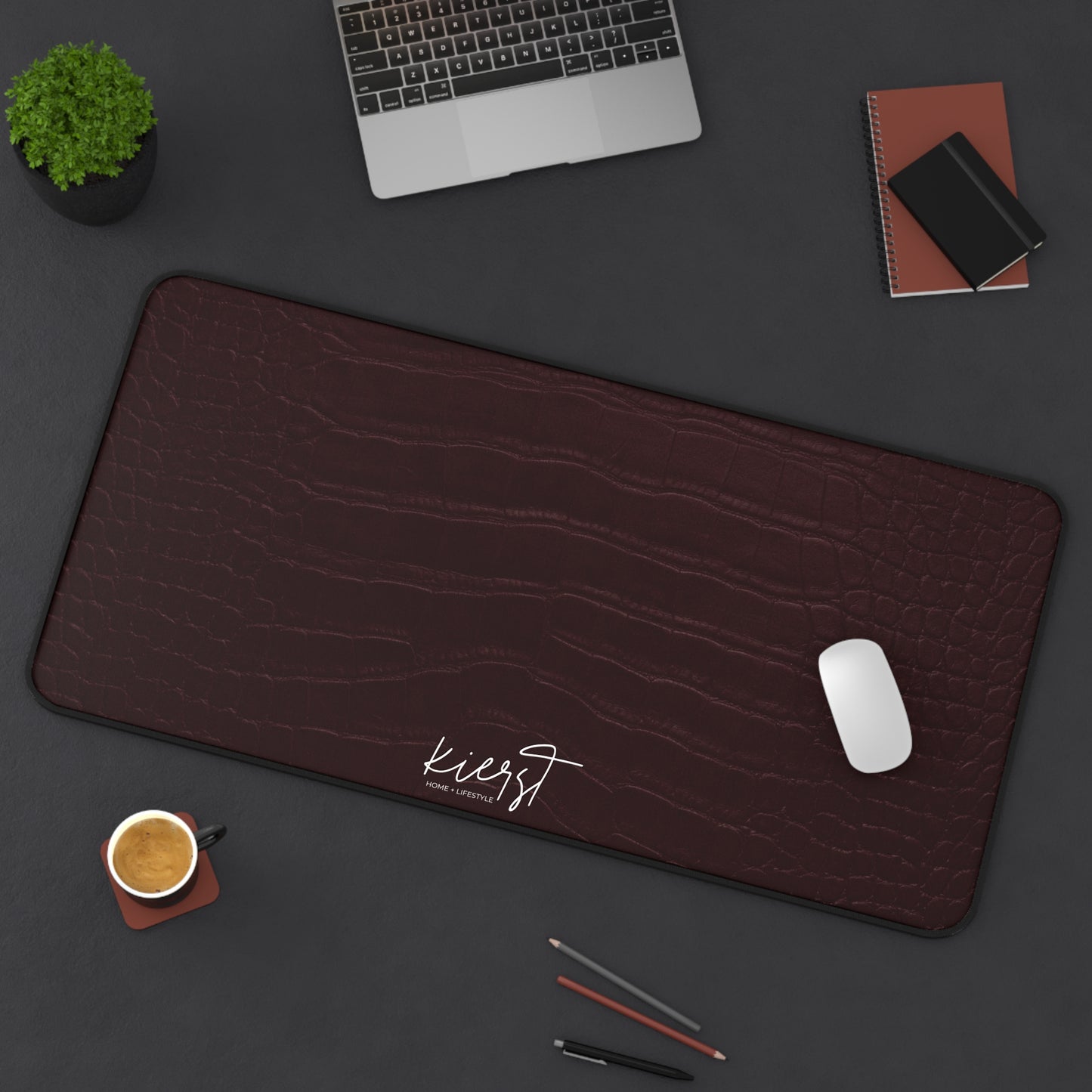Signature Velvet Noir Crocodile Print Desk Mat