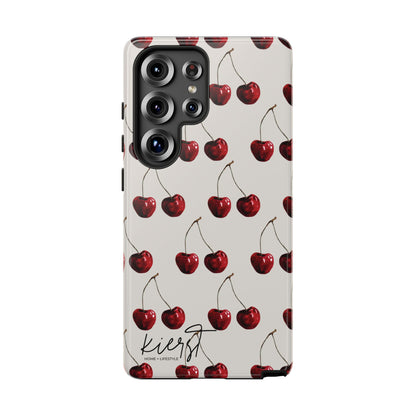 Moody Cherry Stems on White Bone Samsung Galaxy Phone Case