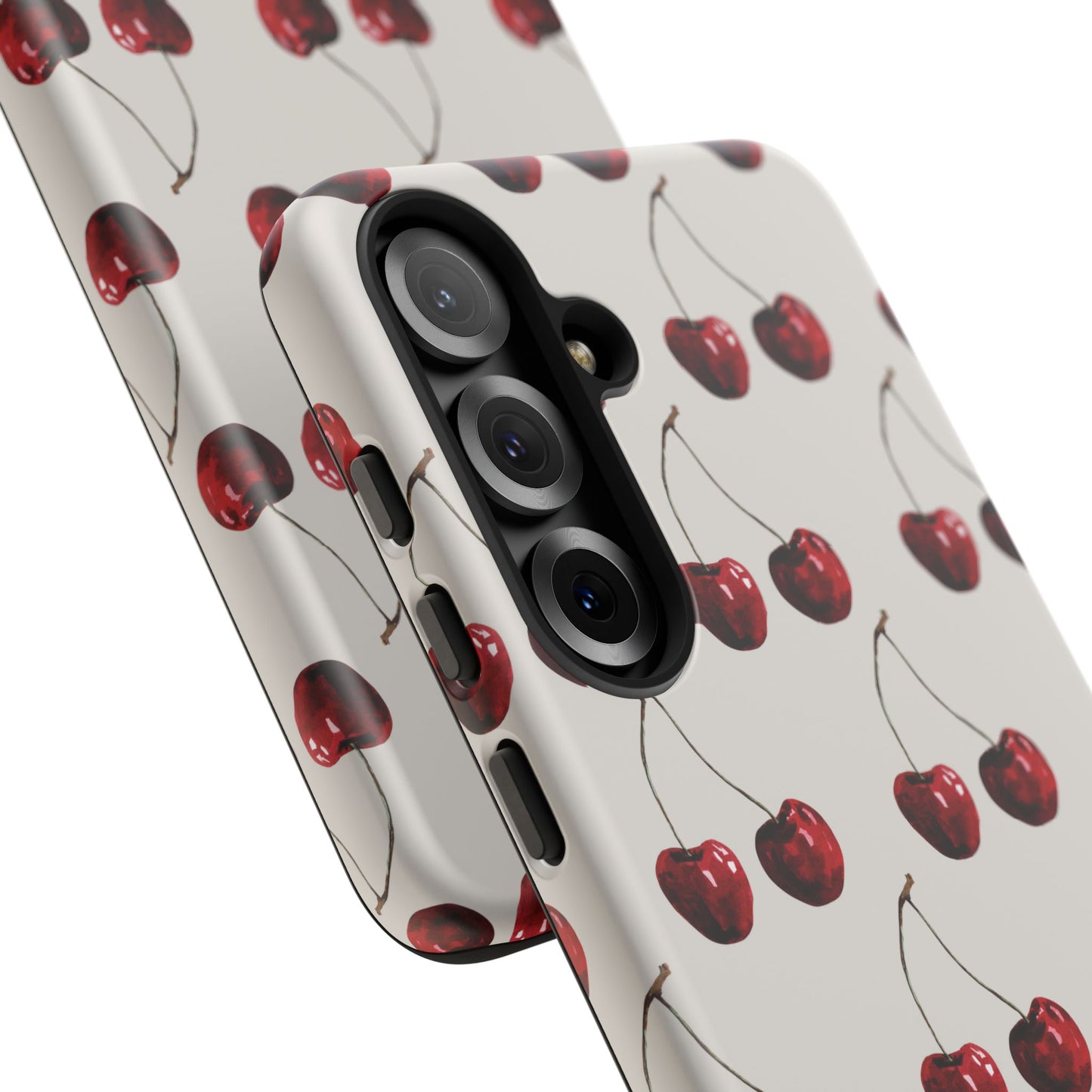 Moody Cherry Stems on White Bone Samsung Galaxy Phone Case