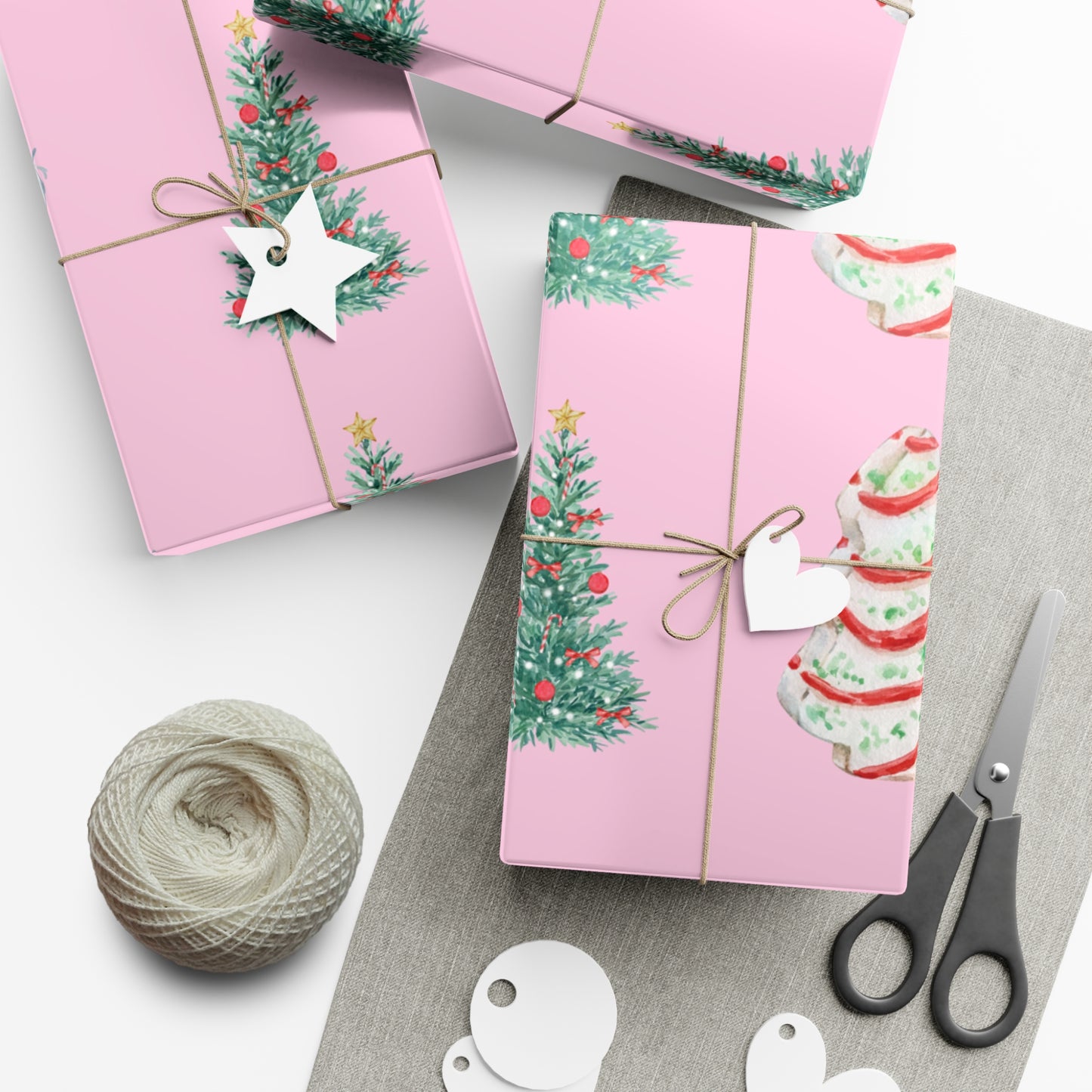 Colorful Christmas on Pink Gift Wrapping Paper