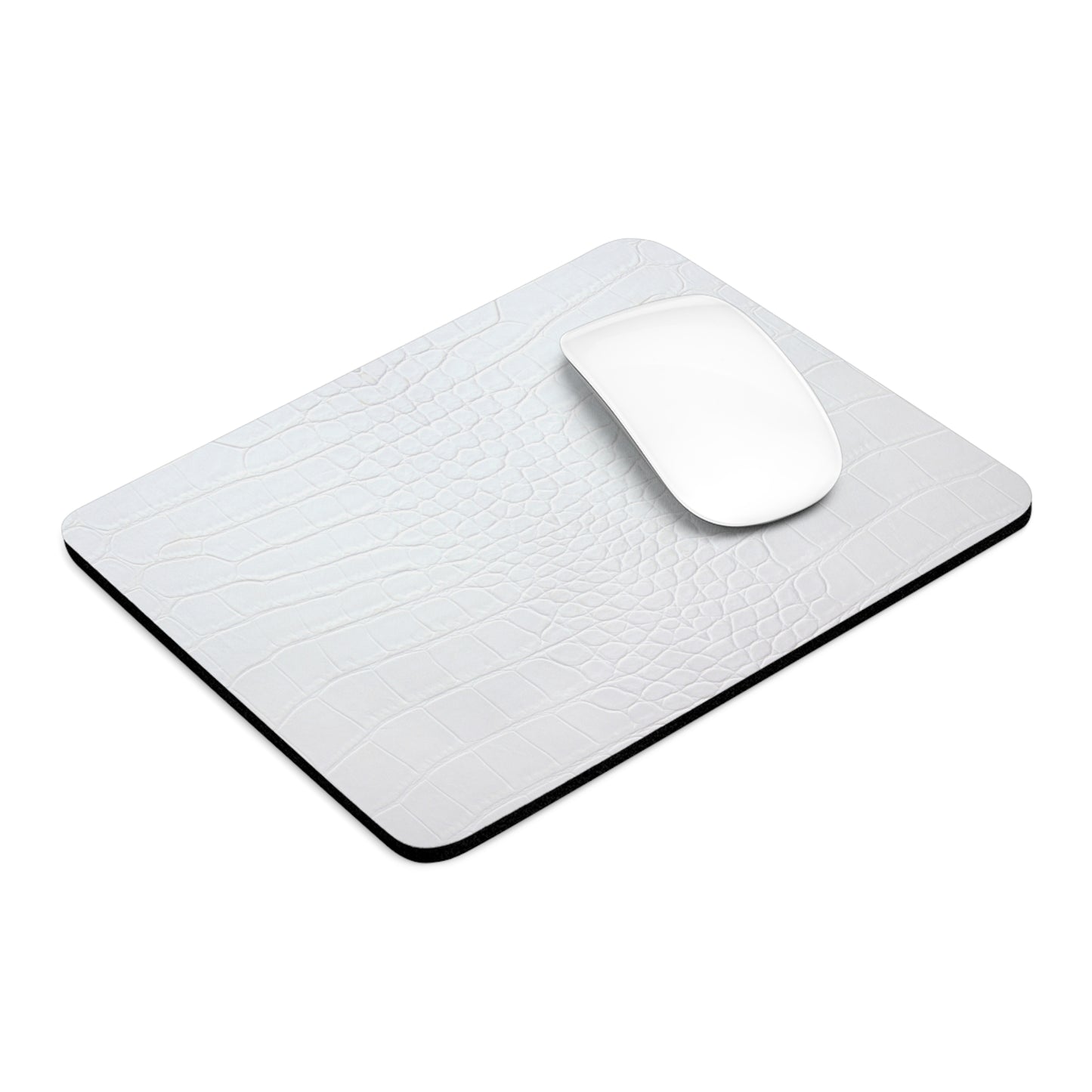 White Alligator Print Mouse Pad