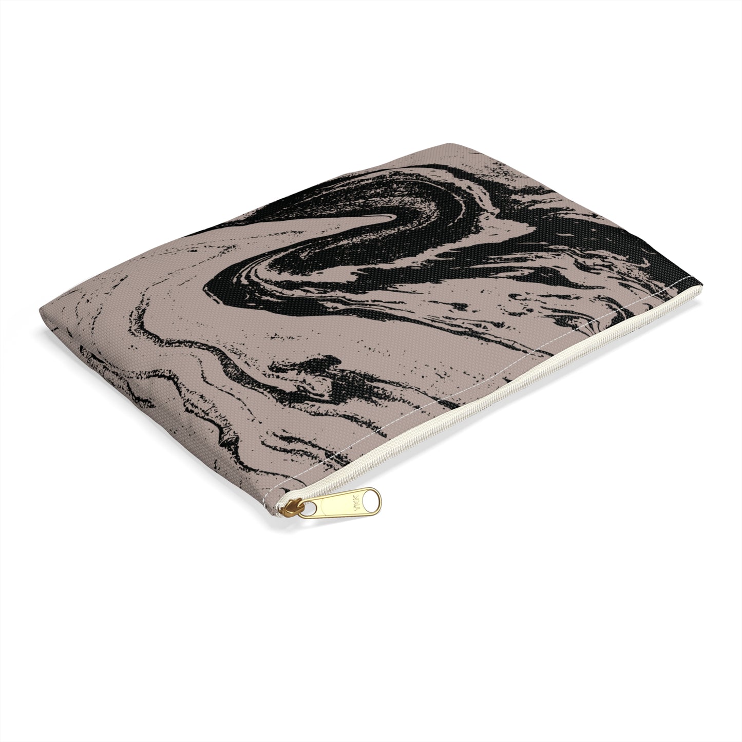 Taupe and Black Marble Accessory Pouch