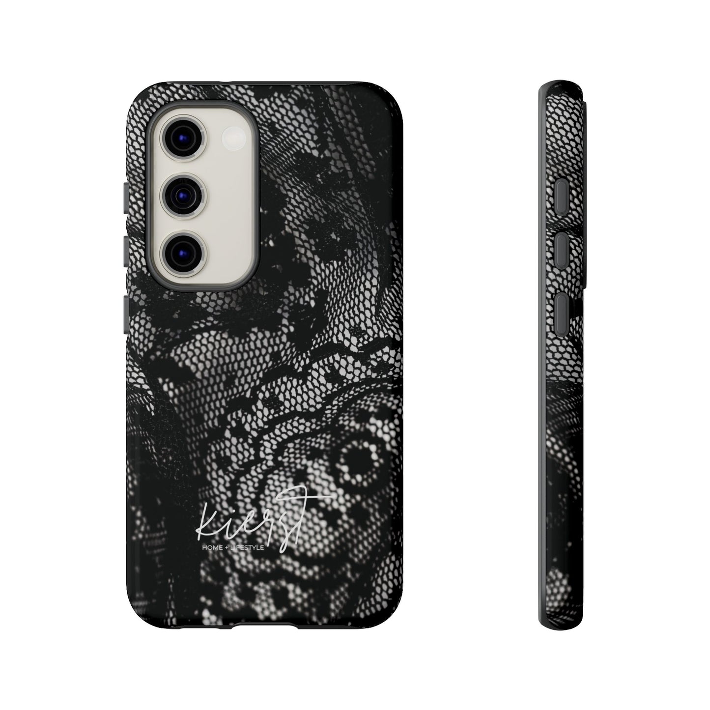Black + White Lace Print Samsung Galaxy Phone Case