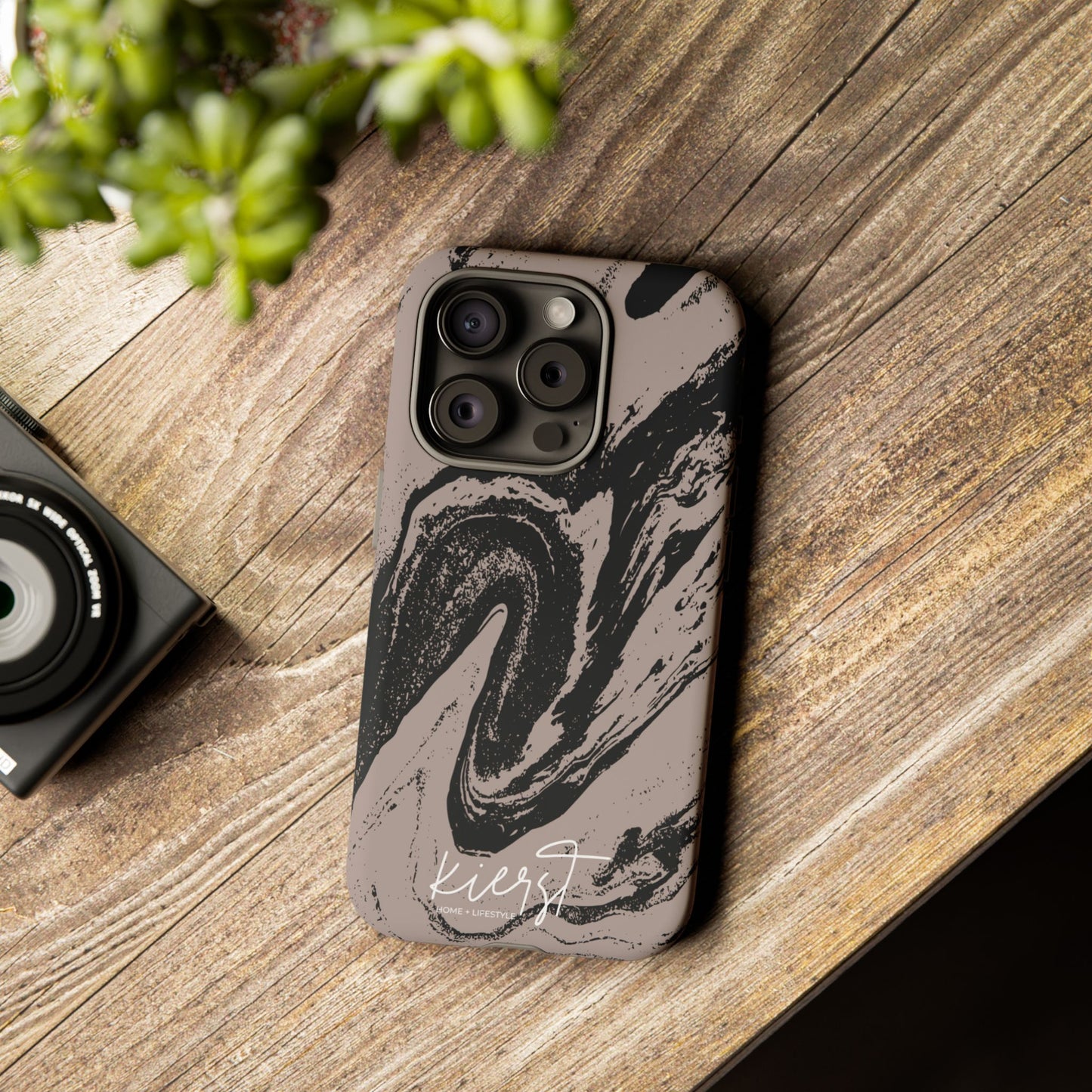 Taupe and Black Marble iPhone Case